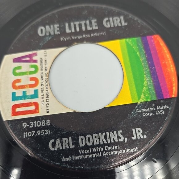One Little Girl / Exclusivly Yours by Carl Dobkins JR 45 RPM Vinyl Record - Picture 2 of 4
